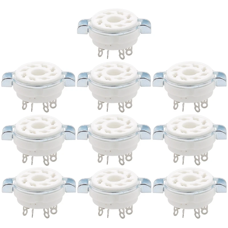 10PCS Chassis Mount 8 Pin K8A Octal Ceramic Tube Sockets For KT88 KT66 6SN7 5AR4 GZ34 5881 6V6 5U4G 6550 6J7