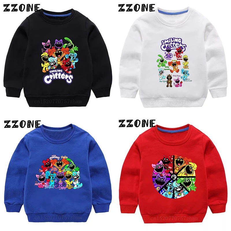Smilling Critters-sudaderas con estampado para niños, sudaderas con capucha de dibujos animados para niños, jersey divertido de otoño para bebés, prendas de vestir, Tops, ropa para niñas y niños