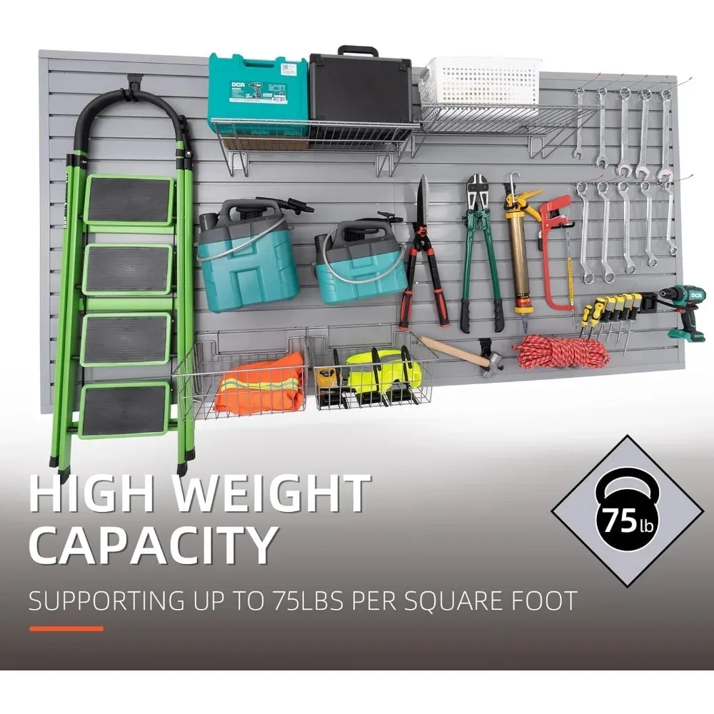 لوحات الحائط الشريحة PVC منظم تخزين المرآب 4x8 FT أداة نظام لوحة التثبيت على الحائط #5