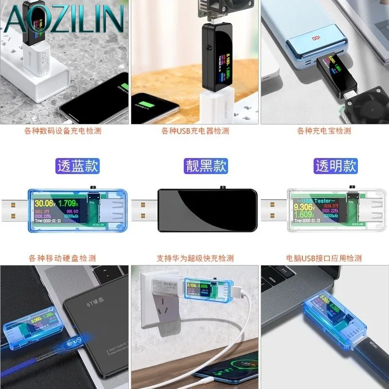 AOZILIN U96 USB Power Tester DC Voltmeter Ammeter Detector For Phone Charger Power Bank Safety Capacity Test