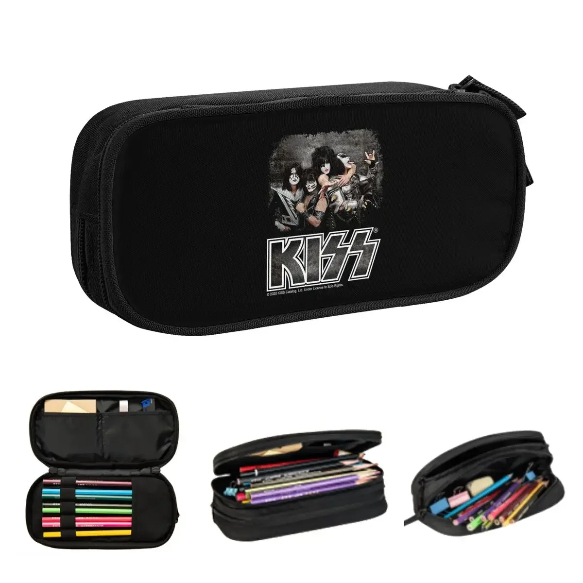 

Kiss Rock Band Retor Pencil Cases for Students School Pen Box Pencil Bag Big Capacity Pencil Pouch Pen Holder