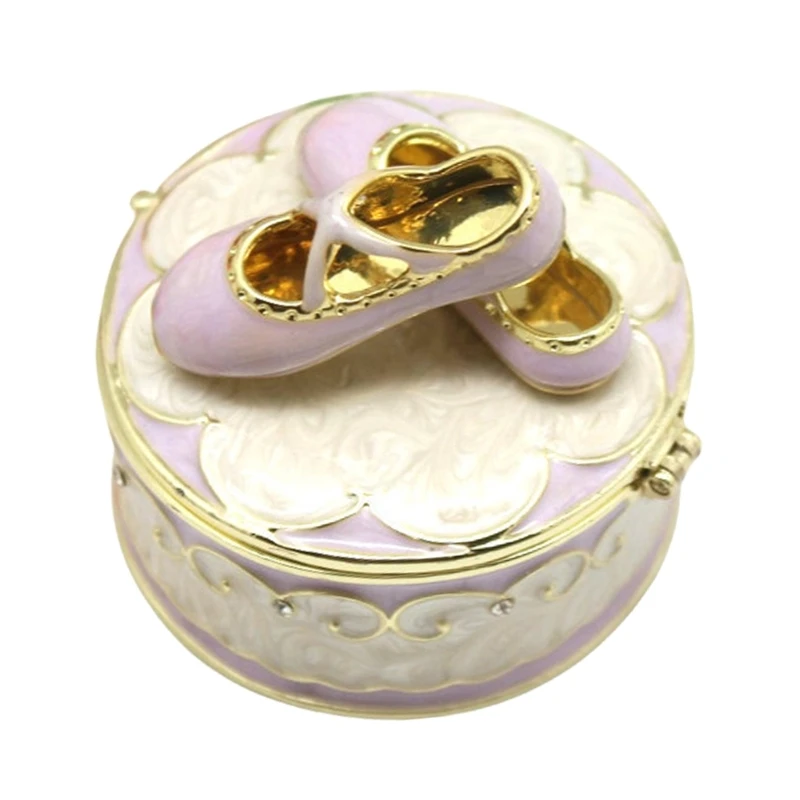 Fashionable Ballet Inspired Jewelry Chest Stylish Alloy Jewelry Holder Box with Ballet Shoe Designs for Bedroom Decors Dropship