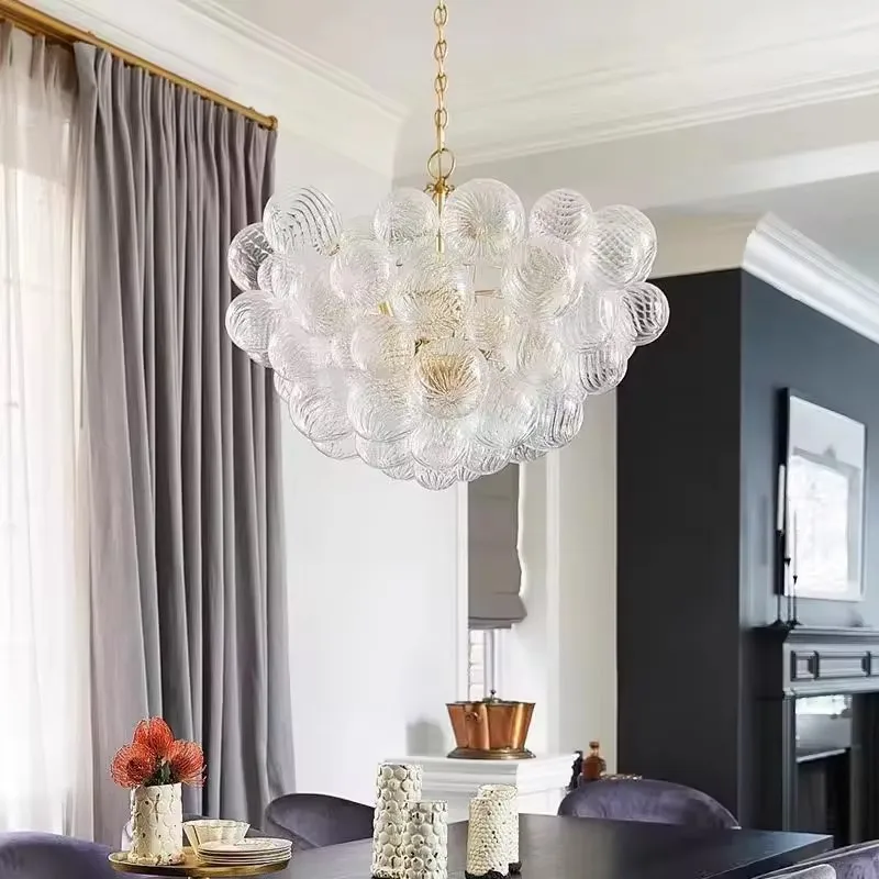 

﻿ Nordic Glass Bubble Chandelier Lamp Luxury Modern Minimalist Hanging Light For Living Room Hotel Fashion Design Suspension