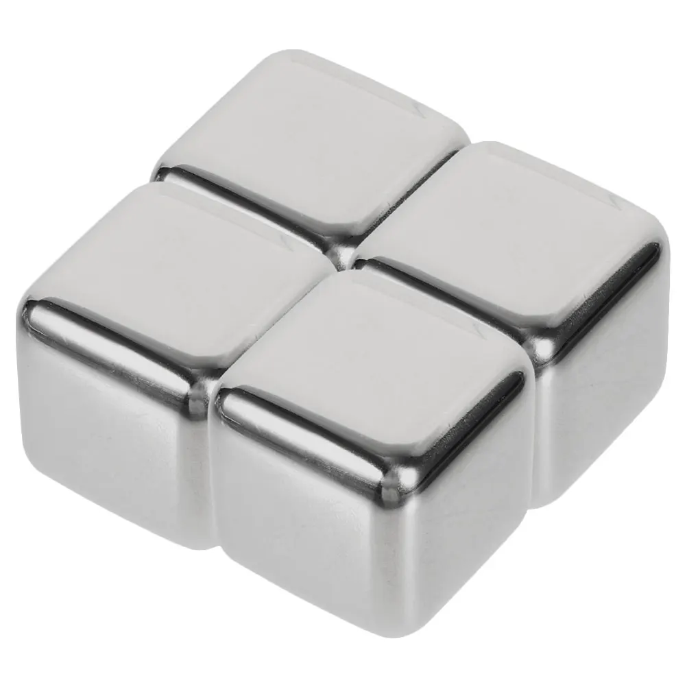 

4pcs Stainless Steel Ice Cubes Food Grade Silver Reusable Drink Chilling Stones For Whiskey Beer Cooling Bars Home