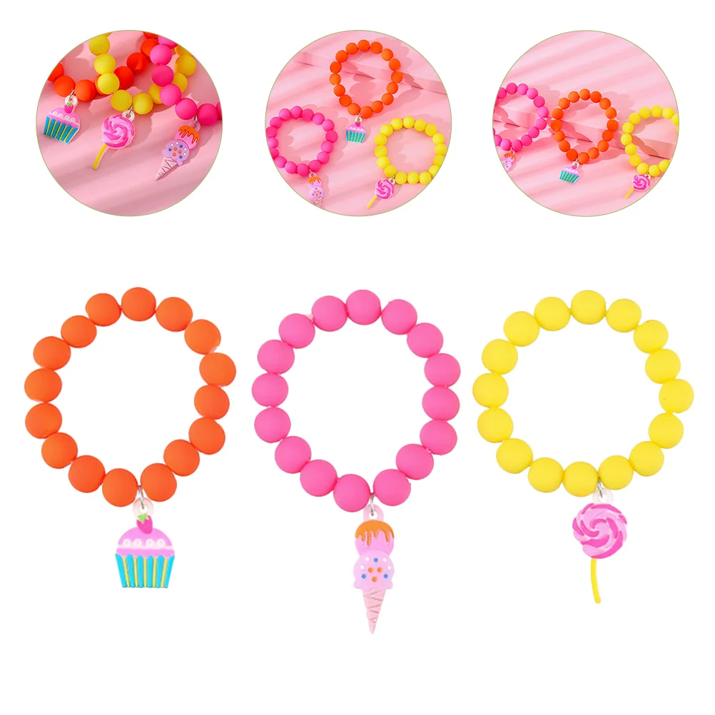 

Macaron Children's Hand Ice Cream Pendant Beads Bracelet Kids for Girls Lollipop