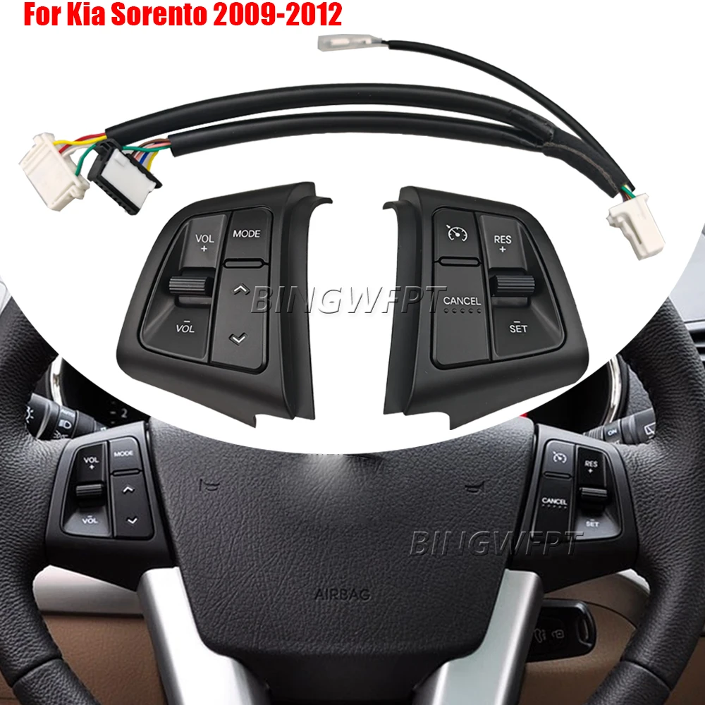 Left+Right+Wire Car Cruise Control Switch Steering Wheel Button Switch 96700-2P000 96710-2P000 For Kia Sorento 2009-2012