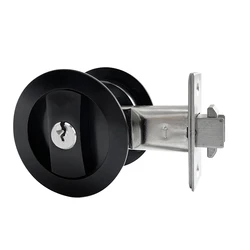 Round Pocket Door Lock Recessed 2 Sided Handle Hardware for Privacy in Bed and Bathroom with Latch Door Lock