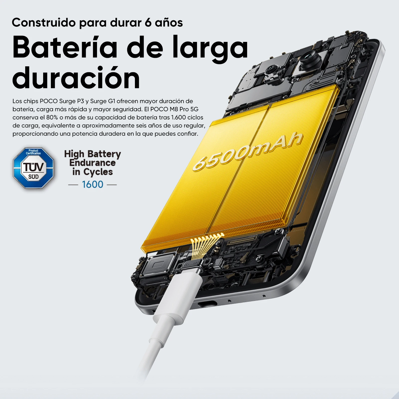 Versión Global del Teléfono Inteligente POCO M8 Pro 5G con Snapdragon ® 7s Gen 4, Pantalla AMOLED de 6.83 Pulgadas y 120 Hz, Cámara Principal de 50 MP, Batería de 6500 mAh, NFC 6