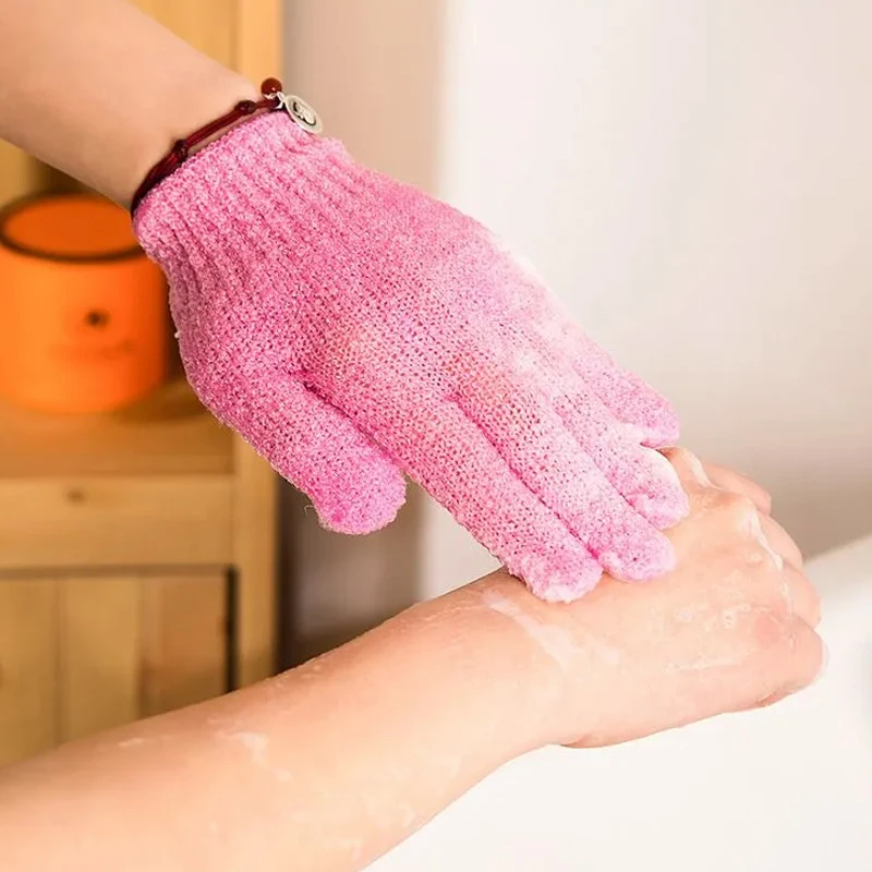 الوردي خمسة أصابع قفازات حمام قفازات منزلية دش منشفة فرك الجسم غسل مرونة مسح الظهر الاستحمام قفازات التنظيف