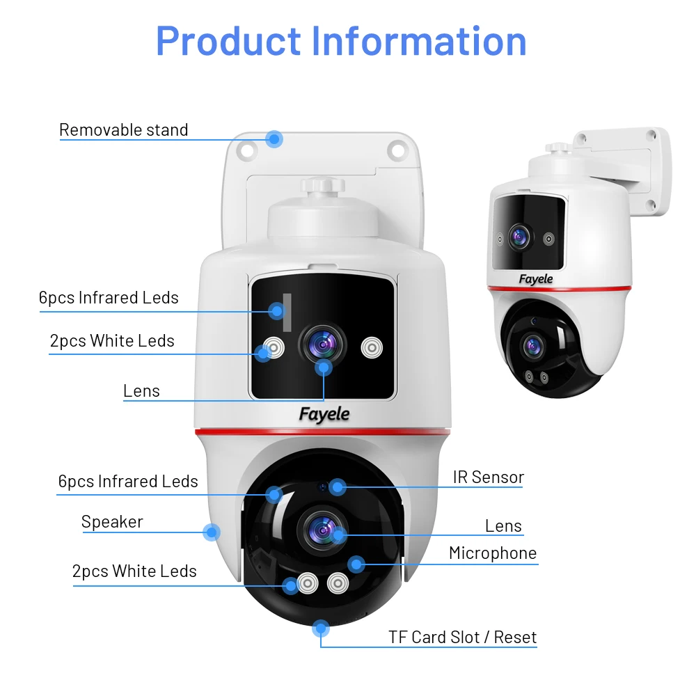 4MP WiFi Smart Linkage Dual-lens PTZ Camera Dual Screen Humanoid Auto Tracking 2way Audio Full Color Outdoor Wireless IP Camera
