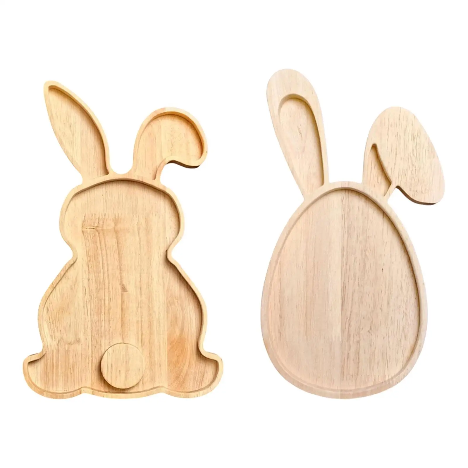 Rabbit Shaped Charcuterie Board Easter Bunny Wooden Serving Tray for Salad Spring Holiday Housewarming Gift Cake Home Decor