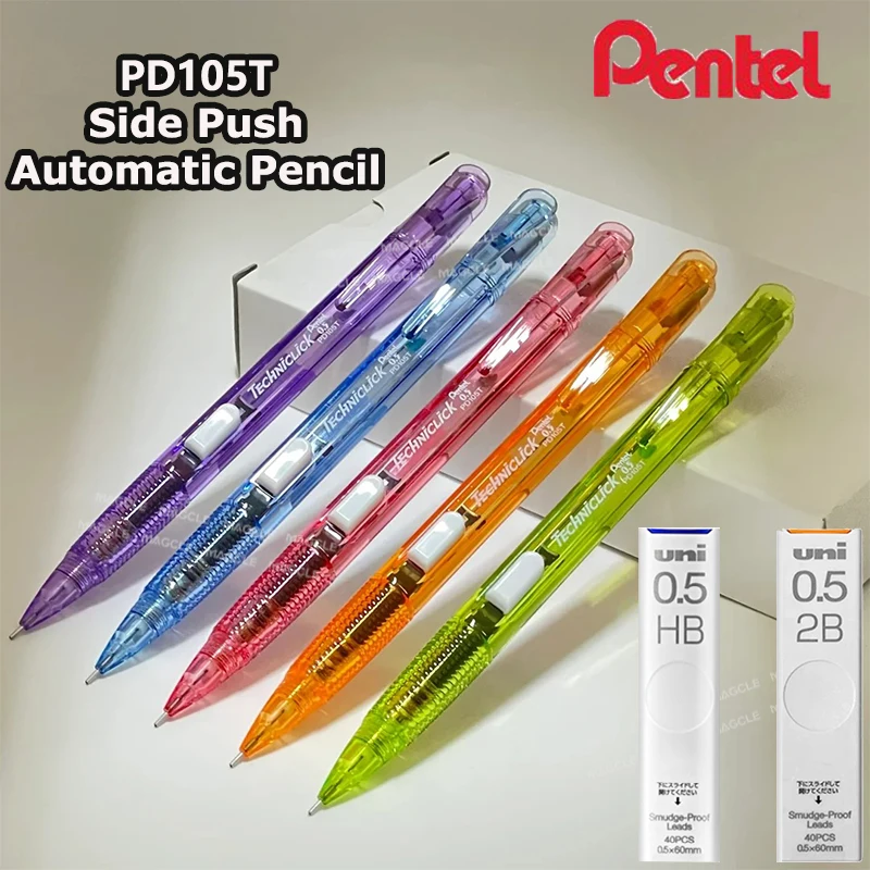 

Pentel Cute Mechanical Pencil PD105T TECHNICLICK Jelly Color-Block Body Side-push Student Automatic Pens Aesthetical Stationery