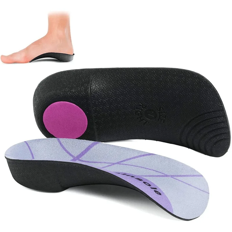 3/4 Length High Arch Support Insoles, Orthotic Inserts for Plantar Fasciitis Flat Feet Over-Pronation Relief Heel Spur Pain