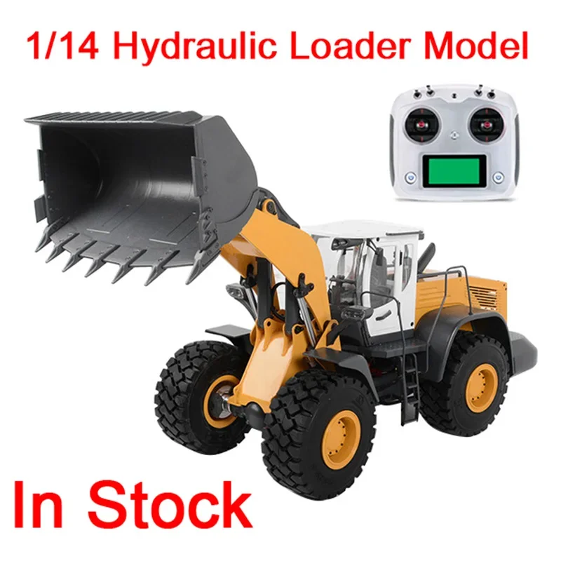 New 870K loader 1/14 RC hydraulic loader model configuration light and sound group metal wheel loader model toy