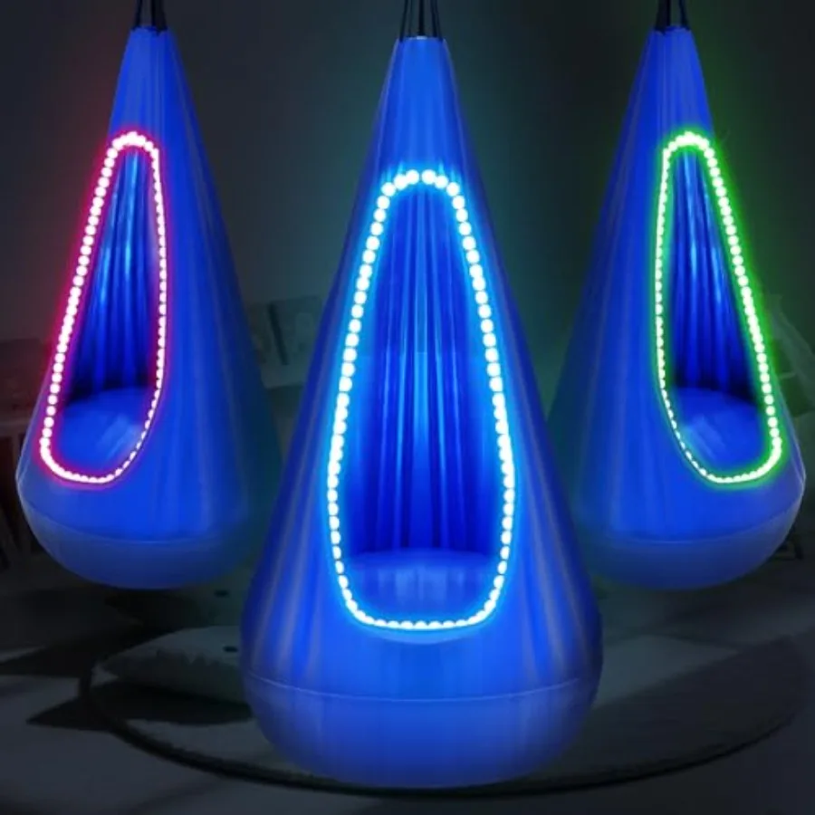 

Сенсорные качели-кокон Light Up Pod с USB LED-подсветкой, обновленная модель, подвесное кресло-гамак, до 120 кг