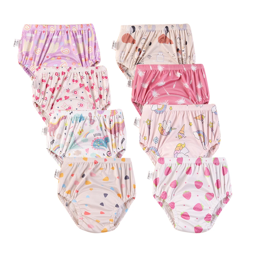 

8pcs/lot New Waterproof Baby Kids Toddler Potty Training Pants Reusable Cloth Diaper Panties Washable Pee Nappy Underwear