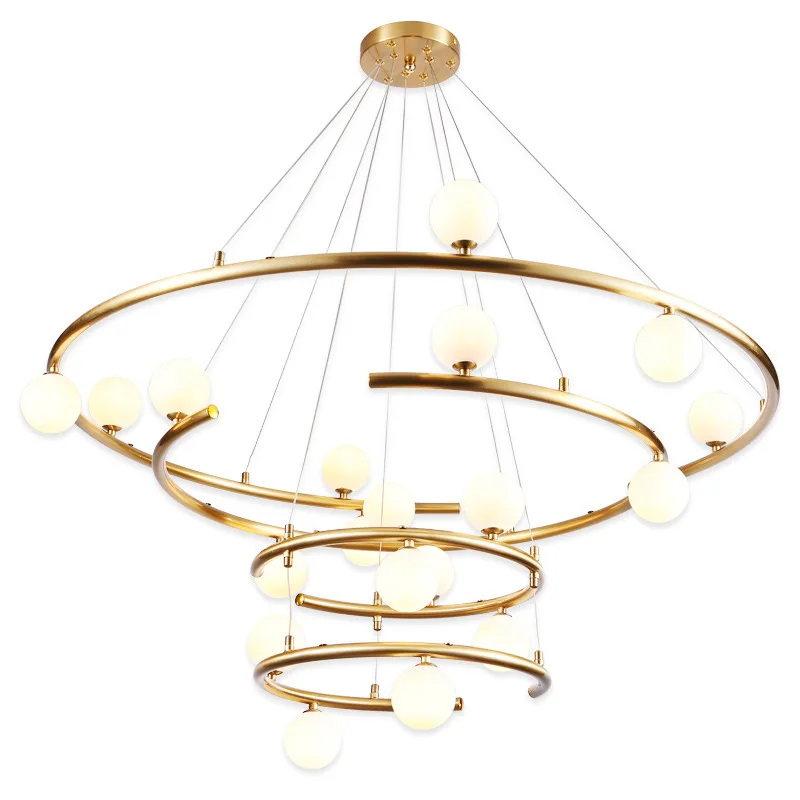 

Duplex building, large chandelier, modern, simple, creative, high, light luxury, villa, living room