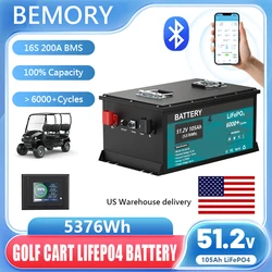 LiFePO4 Battery 48V 105Ah 5.3KW Bluetooth 16S 100A BMS 51.2V 105Ah 5KW 6000+Cycles LED Display Grade A Cells- Fast delivery