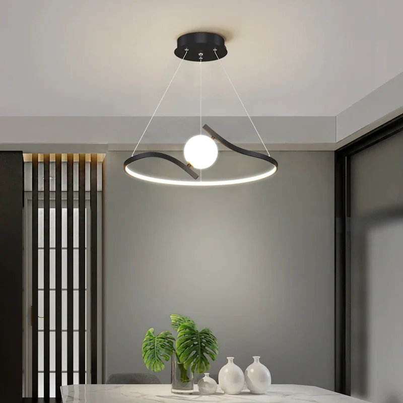 

Modern Ring Pendant Lights with ball for Dining Living Room Bedroom Ceiling chandeliers Lamps Indoor Hanging Lustre Luminaires