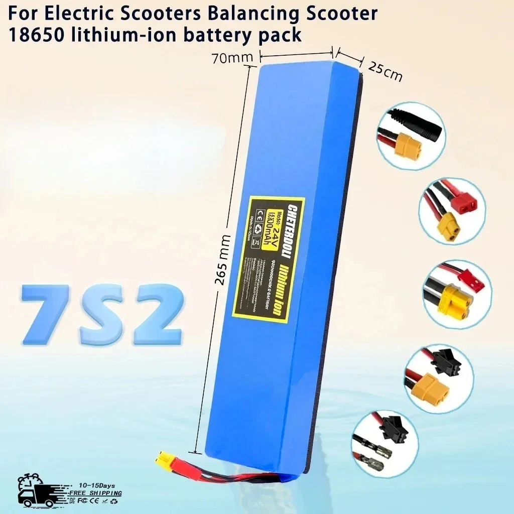 8000mAh 7S2P 25.2V Rechargeable Li-ion Battery Pack 29.4V Compatible High Capacity Durable Power for Scooter Replacement