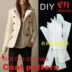 Pattern Making Women's Handsome Short Double-breasted Coat 1:1 Garment Sewing Drawing BFY-52