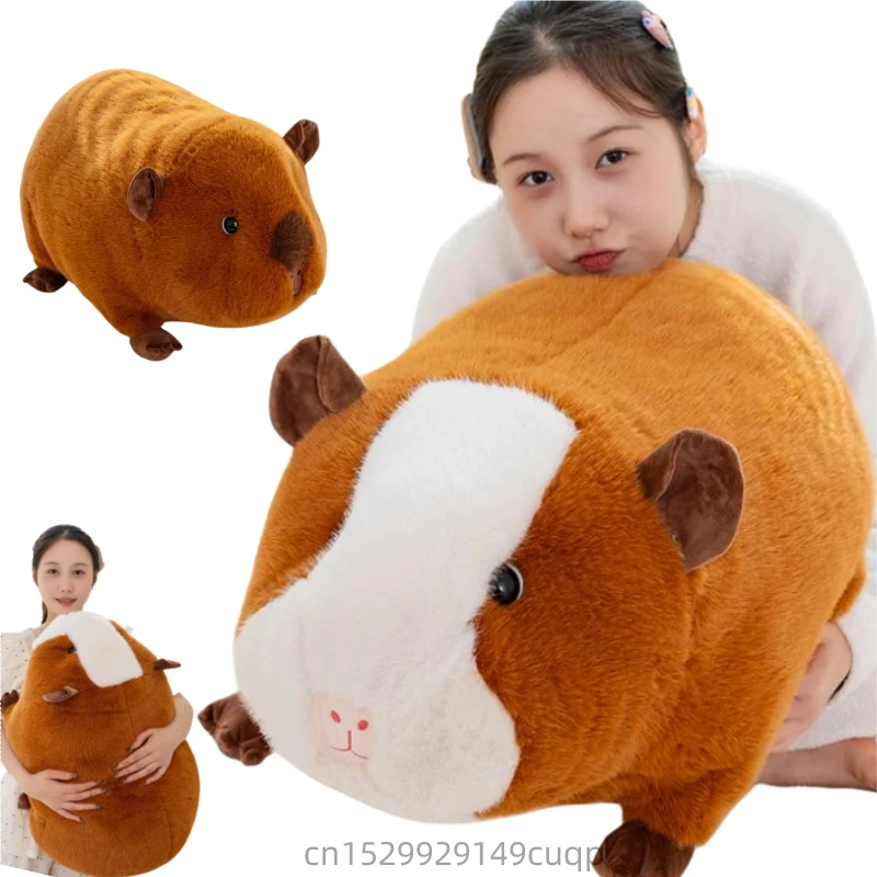 60cm Cute Animal Plush Doll Pillow Giant Lying Brown Dutch Pig Stuffed Toy Round Body Warm Hug For Boys And Girls Birthday Gift