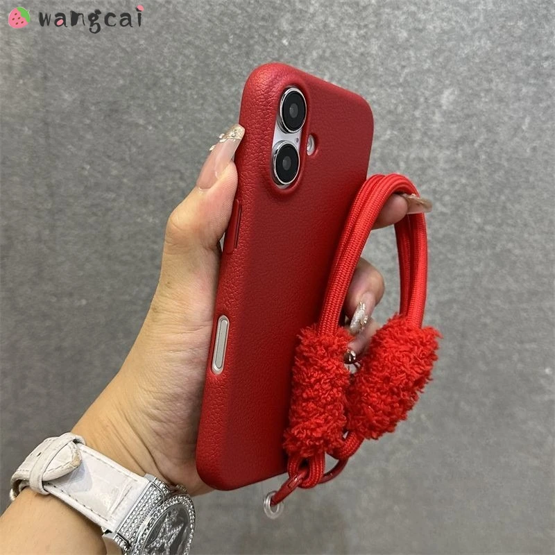 

For Vivo V40 V30 V29 Lite V27 V27E V23 V20 V17 Neo V15 Pro S50 S30 Pro Mini S1 Y70S Y70T Leather Phone Case With Plush Strap