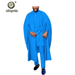 2024 African Men Traditional Clothing 3 Piece Set Dashiki Shirt+Ankara Pants Agbada Robe Heritage Outfits African Suits S1916031