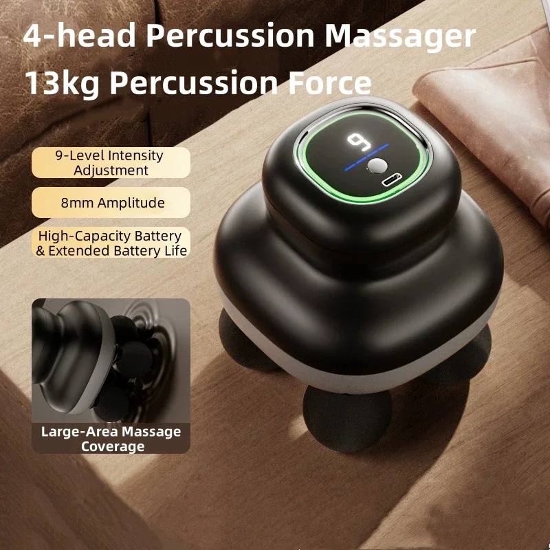 

4-Heads Handheld Fascia Gun Professional Muscle Massager Tool Electric Deep Tissue Body Massager Portable for Myofascial Release