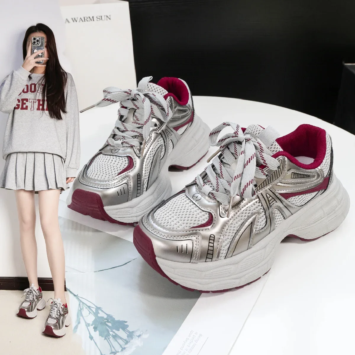 Спортивная обувь, дышащая сетка, кроссовки для мальчиков и девочек, крючки и петли, новая мода, плотная и мягкая мода.