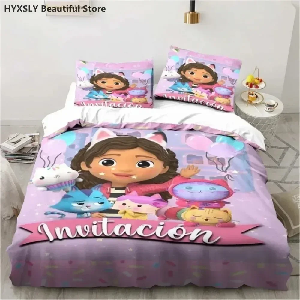 Luxury New 3D Print Gabby's Dollhouse Bedding Set Cartoon Cover Girl Kids Gift Sing Twin Full Queen Cute Kawaii 3D Duvet Cover