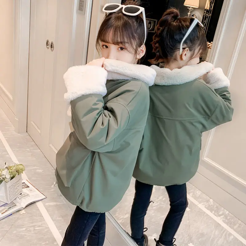 

Girls Kids Coat Jacket Overcoat Cotton 2022 New Warm Plus Thicken Winter Christmas Children's Clothing