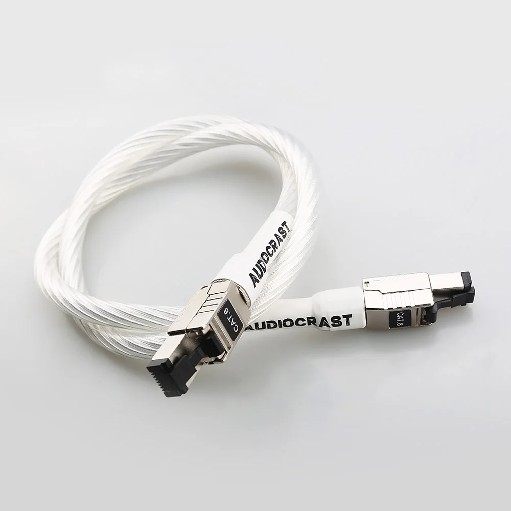 Premium CAT8 OCC Silver Plated RJ45 HiFi Ethernet Cable 40Gbps High Speed LAN Patch Cord For Laptop Notebook Audio Network