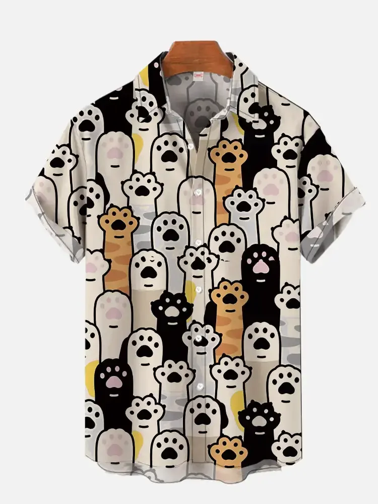 

Men'S Cute Cat Printed Casual Shirt Daily Wear 3D Printing Classic Short Sleeve Fashion Hawaiian Shirts For women Hrajuku