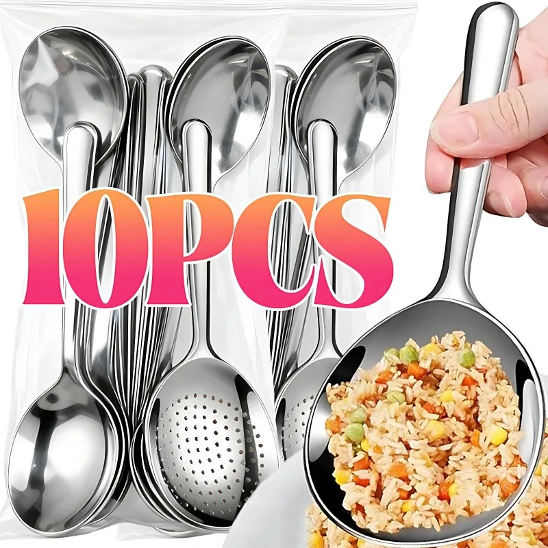 الفولاذ المقاوم للصدأ تخدم ملعقة الطعام حساء ملعقة أرز مع ثقب استنزاف الحرارة معزول مقبض أدوات المطبخ المطعم المنزلية #1