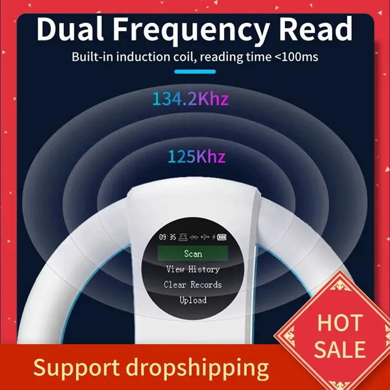 

B44C Animal Tag Reader 134.2Khz/125Khz Animal Chip Scanner 500 Records Memory Pet Information Reader