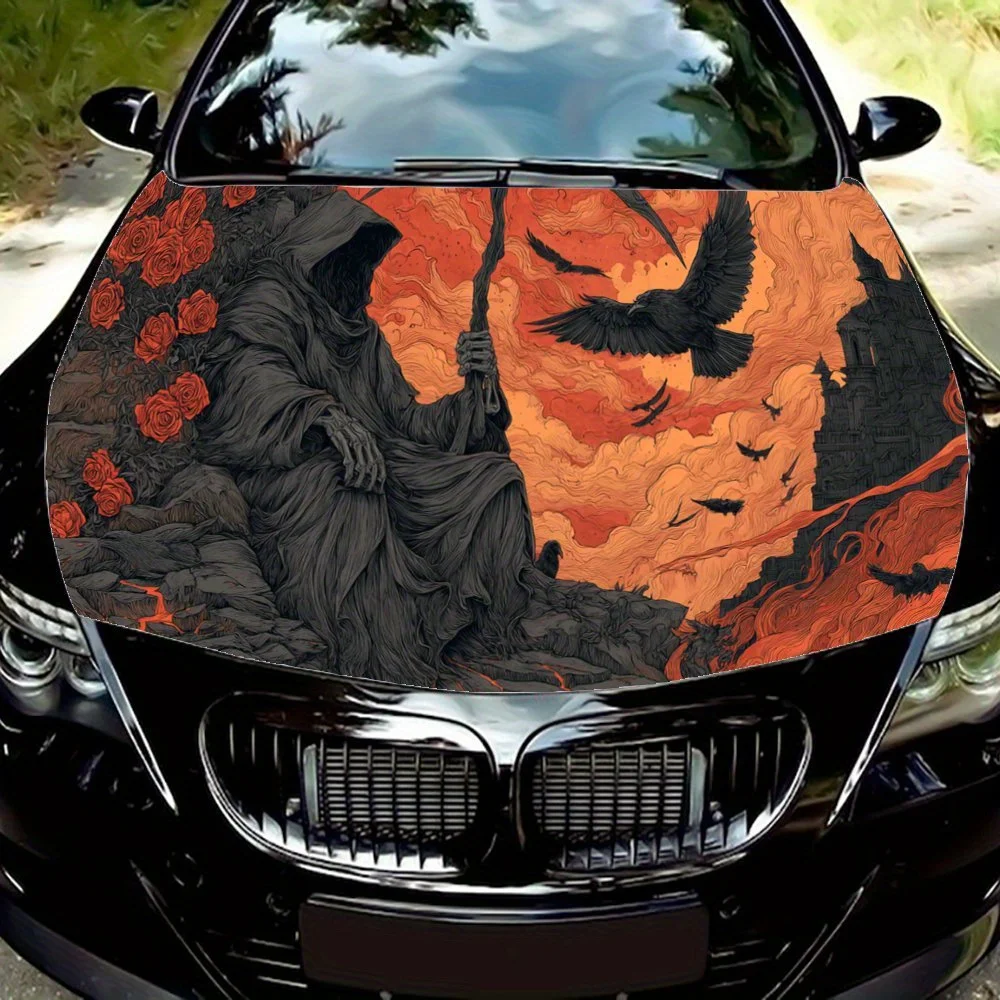 

Weird and Thrilling Skull car hood stickers, waterproof self-adhesive, scratch resistant, easy to stick, durable car PVC sticker