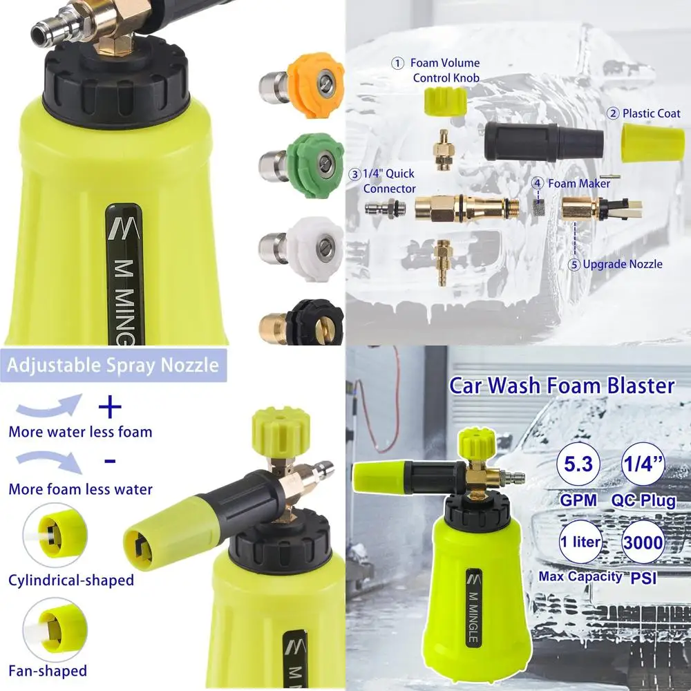 

Foam Cannon for Pressure Washer, Car Foam Sprayer with 1/4 Inch Quick Connector, Wide Mouth Heavy Duty Car Wash Foam Blaster Pow