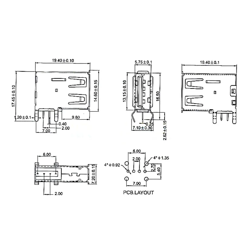 10/20/50 шт., Разъемы USB типа «мама»