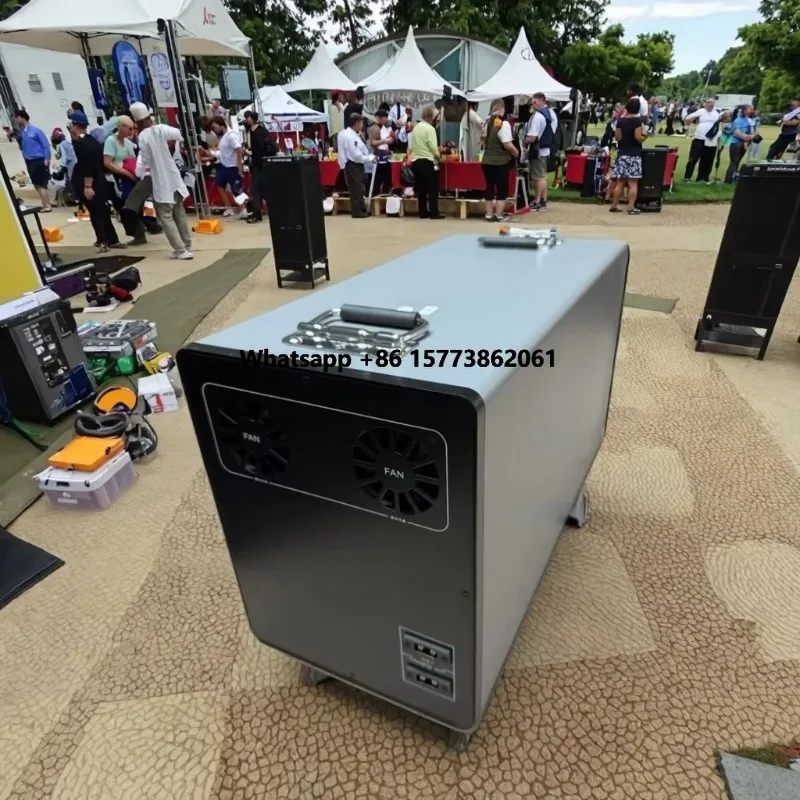

Portable 1800W LiFePO4 power station with 200W solar panels 220V/230V for outdoor camping, including air compressor