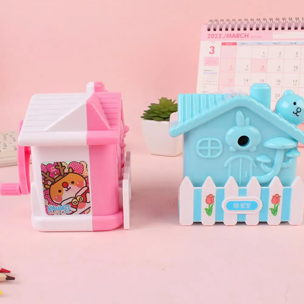 Pencil Curler Cartoon House Design Pencil Sharpener Kawaii School Supplies Stationery Shavings Storage Pencil Scroller for Kids