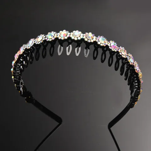 New fashion simple Boutique luxury Anti-skid pearls headband with teeth  rhinestones Hairband for Woman Girls Hair Headwear