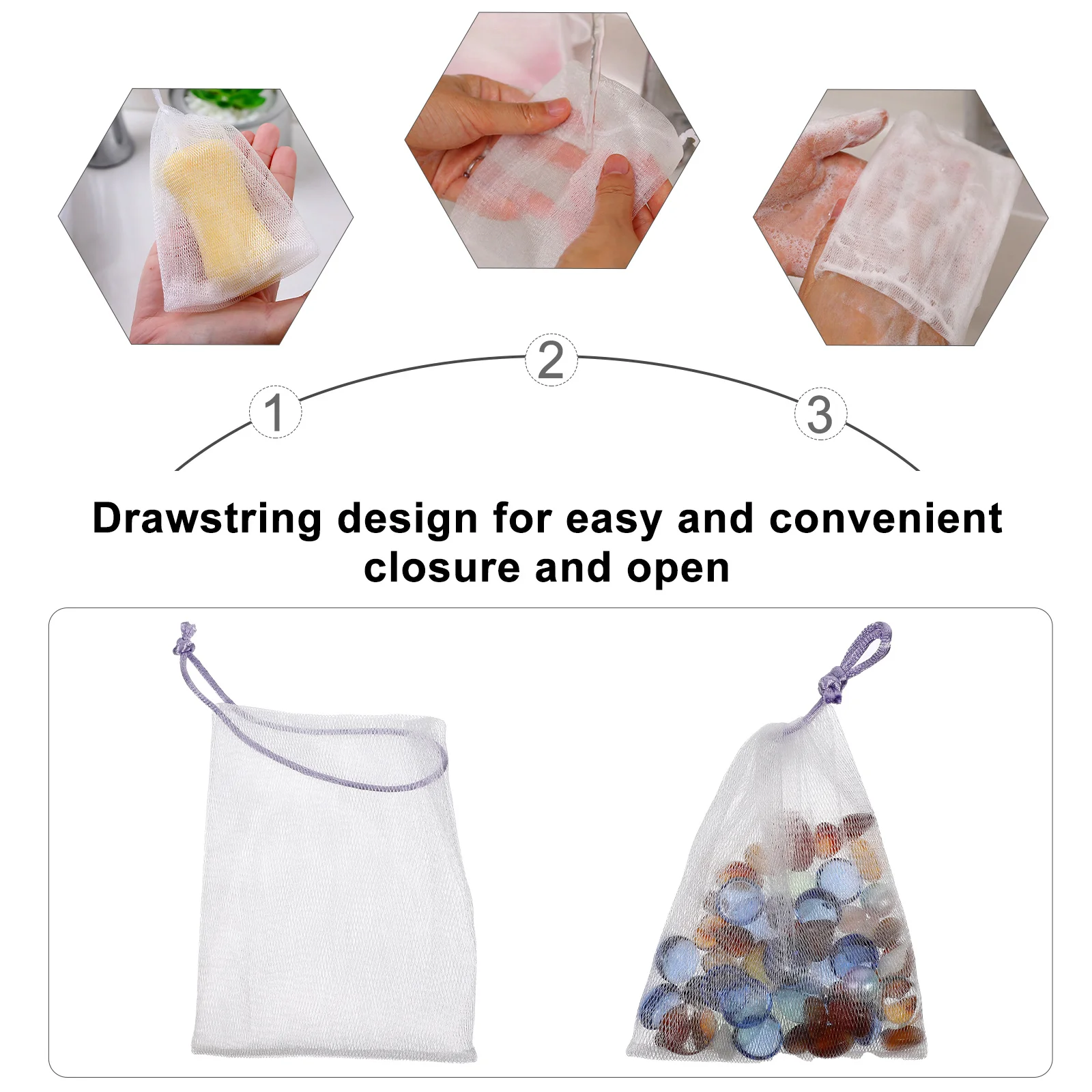 

40Pcs Handmade Soap Foaming Net Hanging Mesh Bag for Facial Body Cleanser Exfoliating Soap Holder Foaming Net Facial