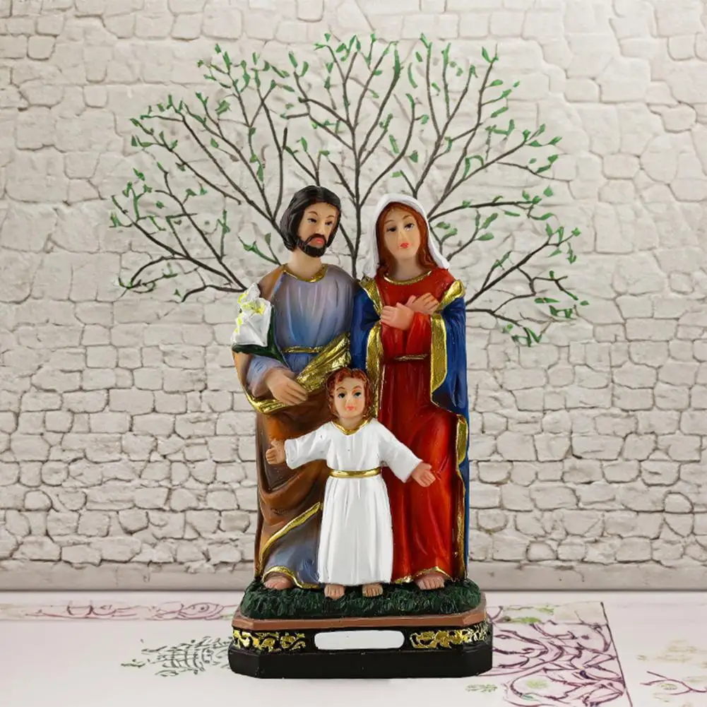 Christmas Jesus Figurine Hand Painting Virgin Mary Baby Jesus Religious Character Resin Statue Holy Family Sculpture