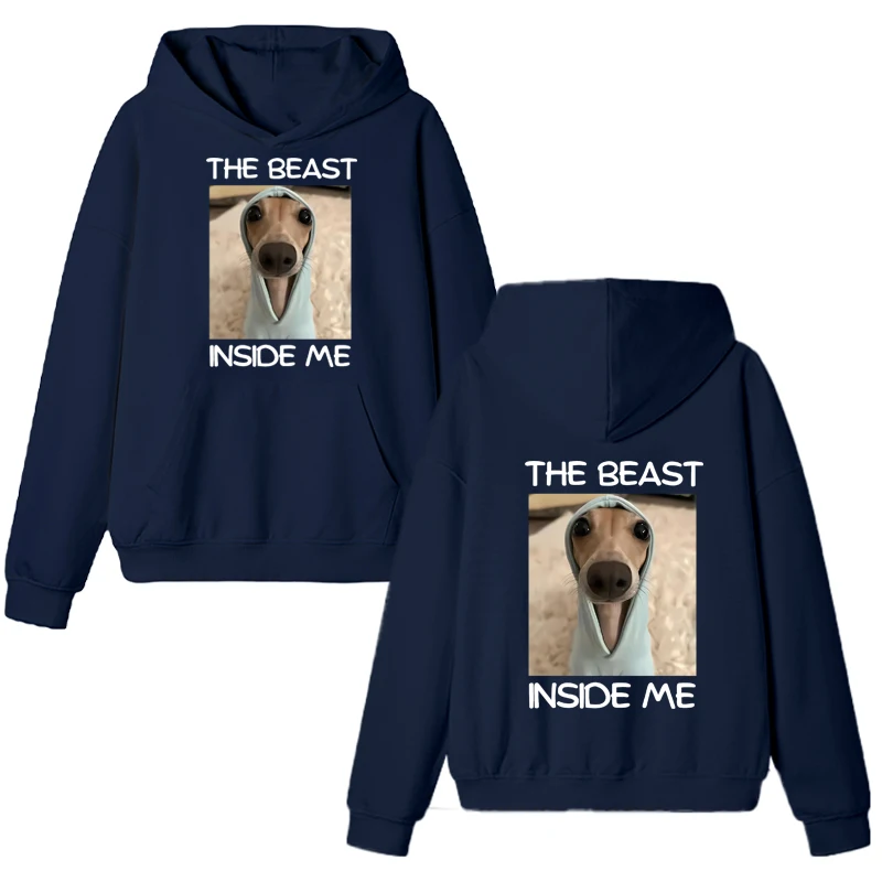 2025 جديد في الوحش داخلي مضحك الكلب ميمي الجرافيك هوديي الرجال النساء الخريف الشتاء الصوف البلوفرات للجنسين بلوزة من الصوف #4