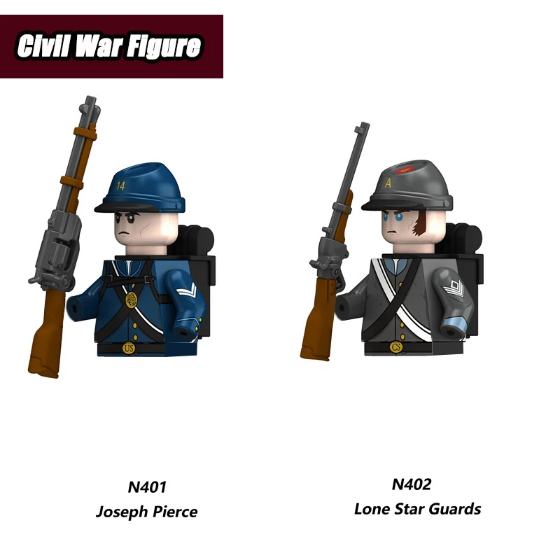 New Civil War Figure Mini Soldier Gun Mini Ammunition Bag Building Blocks Moc Model Kids Toys Gift For Boys Girls Juguetes 2024