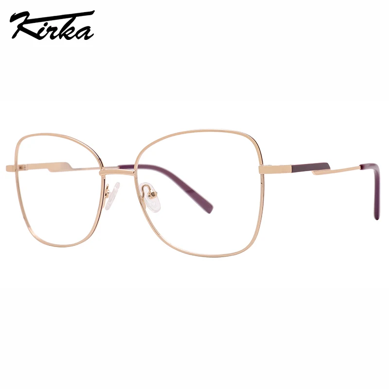 

Kirka Eyeglasses Cat Eye Flat Lenses Metal Frames Special Painting Temples Women Glasses Ultralight Optical Glasses MW1058