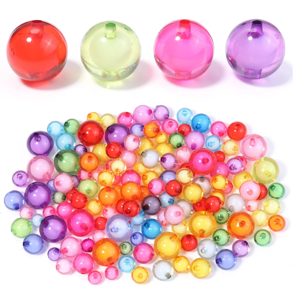 30-100 teile/los Runde Transparente Acryl Perlen 8/10/12/16mm Bunte Lose Spacer Perlen für DIY Schmuck Machen Zubehör