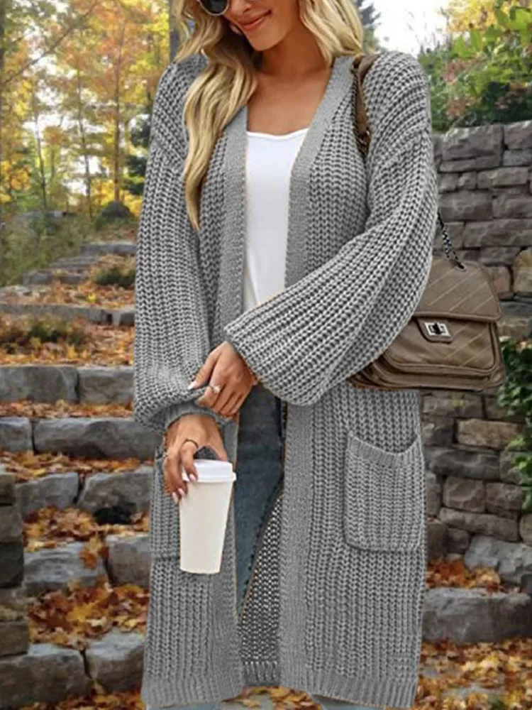 Vintage Sweater Full Sleeve Loose Warm Coat Autumn Winter Knitwear Female Outwear Long Sweaters Cardigan Women Casual Cardigans