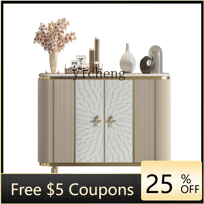 

DD Entrance Foyer Entrance Cabinet Simple and High-End Natural Shell Curio Cabinet Marble New